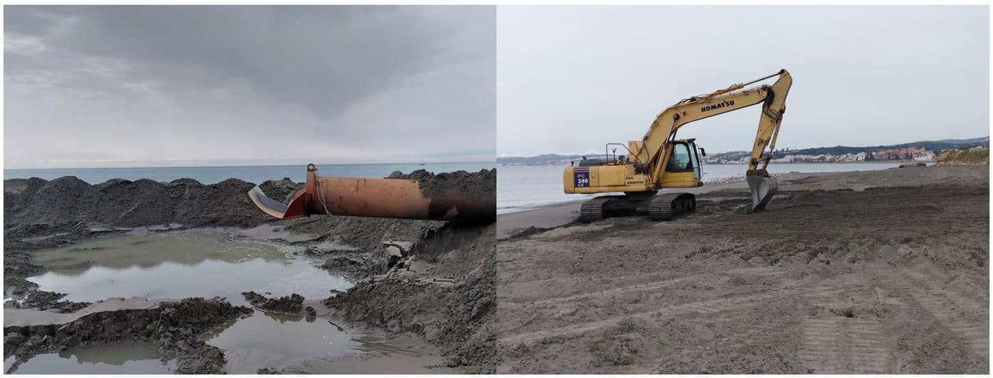 Impulsión y extendido del material en la playa del Cristo.